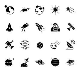set of black and white astronomy icon © adha