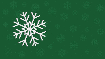Fototapeta premium White snowflake illustration on a green background with additional snowflakes subtly blended into the backdrop