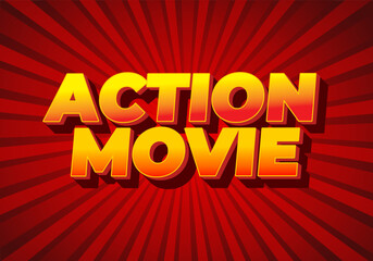 Action movie. Text effect in 3D look with modern colors