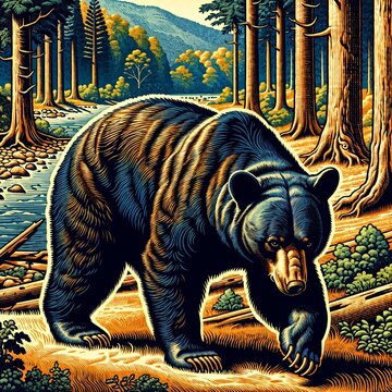 Portrait of American black bear, black bear, ursus americanus, euarctos americanus