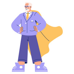 Older Businessman. Flat Vector Illustration