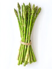 Vibrant Asparagus Spears Bundled Against a Pristine White Backdrop