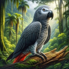 Obraz premium Portrait of African grey, african gray, psittacus erithacus