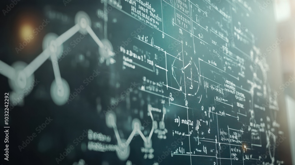 Aufkleber close-up of intricate science formulas on a transparent computer screen, bright and precise. 32k, fu