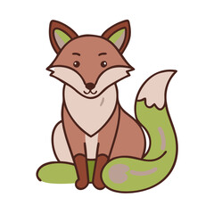 Obraz premium Cute cartoon illustration of a fox for sticker design
