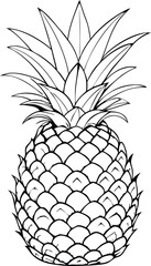 Pineapple tropical fruit in continuous line art drawing style. Black liner sketch on white background.