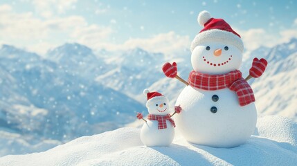 Obraz premium Cute snowman. Winter holiday theme.