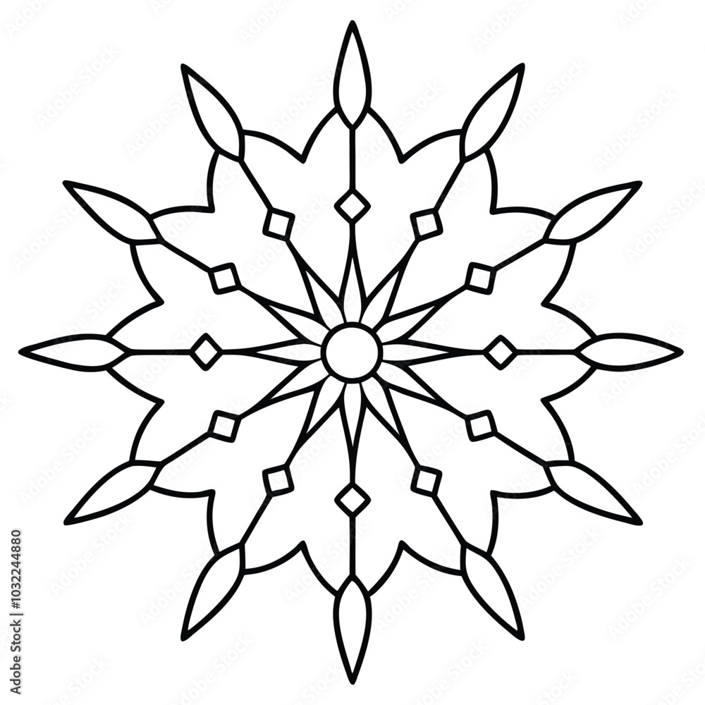 Sticker Intricate Festive Mandala in Black Vector.