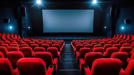 Fototapeta premium Red Seats in a Modern Movie Theater Interior