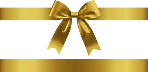 gold bow with ribbon. 3d golden bow and ribbon for christmas and birthday decorations