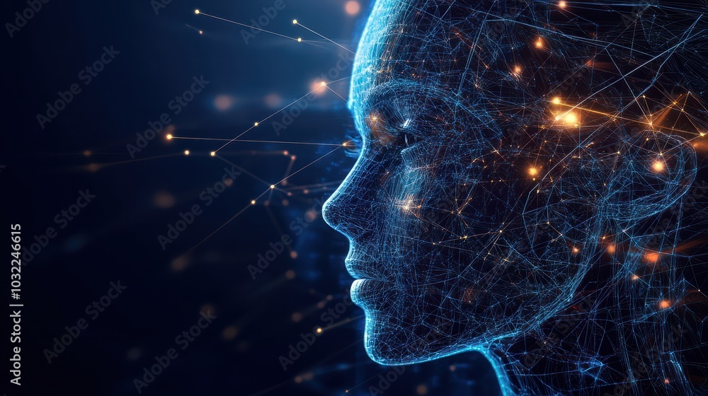 Poster face of futuristic and innovative imagery ai and automation use of artificial intelligence and autom