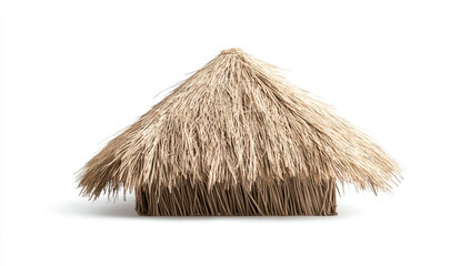 Traditional thatched roof structure isolated on white background