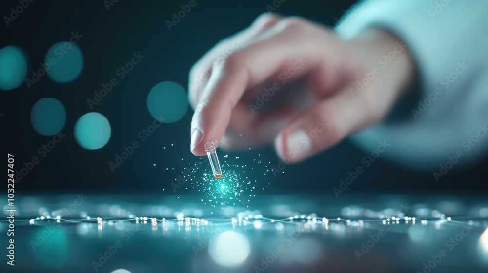 Poster a scientist pointing at a specific element on the periodic table, emphasizing its importance in chem