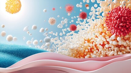 A stylized illustration showcasing the different types of protein structures, including primary, secondary, tertiary, and quaternary levels.
