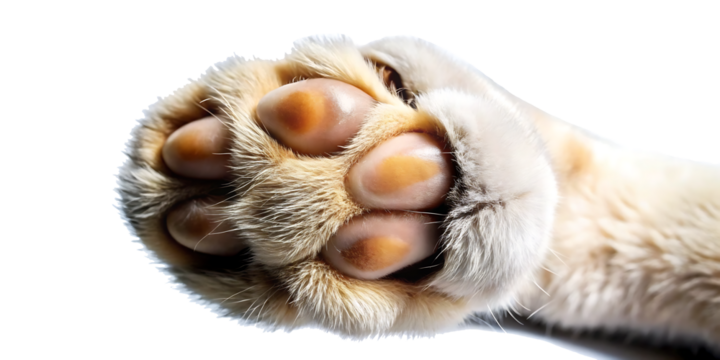 Cat's paw white background.AI GENERATED