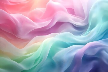 Fototapeta premium Soft, ethereal fabric in a rainbow of pastel hues, creating a dreamy and delicate backdrop.