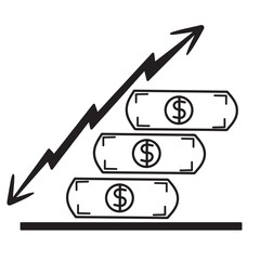 graphic icon of rising paddle rod,business money investment icon