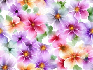 Watercolour flower pattern tile. horizontal and verticle stackable 