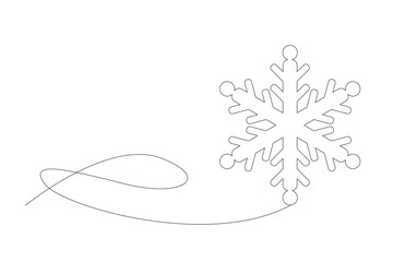 Line Art Snowflake Contour Drawn Element. Thin Stroke Editable vector Snowflake. Christmas or New Year Ornament Line Decoration Symbol. Winter Snowflake Line Art Banner Outline Design. Winter Holiday	