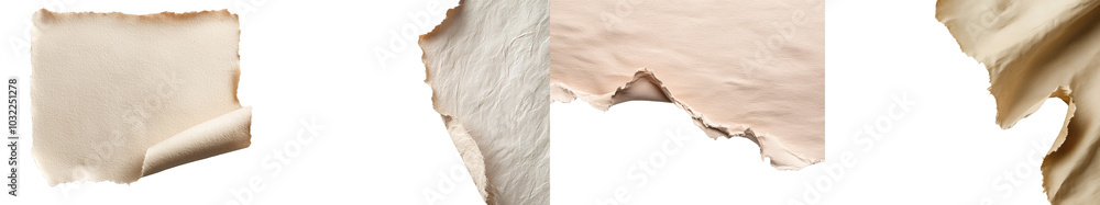 Poster the image shows a piece of recycled paper with ripped edges isolated on a white background, allowing