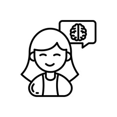 Mental Health Outline Icon, Vector illustration
