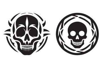 Stylized Human Skull Silhouette Set for Design Projects