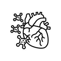 Heart Infection Outline Icon, Vector illustration
