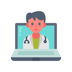 Online Doctor Flat Icons, Vector illustration