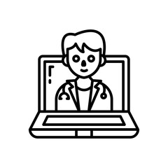 Online Doctor Outline Icon, Vector illustration
