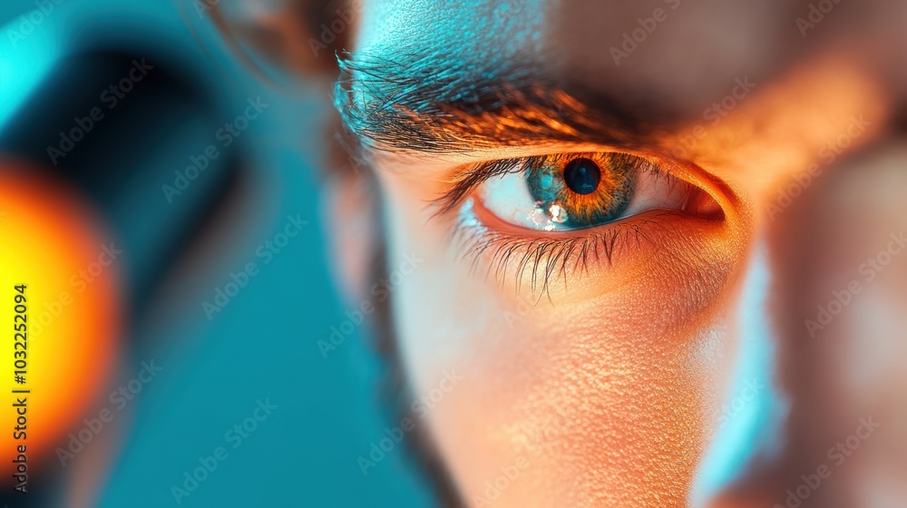 Poster a scientist meticulously adjusting the focus of a high powered microscope, highlighting the detail a