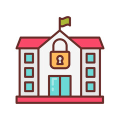 School Closures Filled Icons , Vector illustration