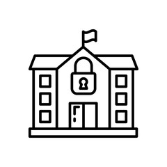 School Closures Outline Icon, Vector illustration