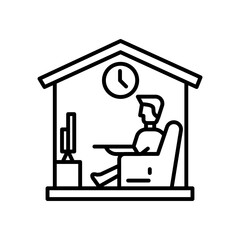 Stay At Home Outline Icon, Vector illustration