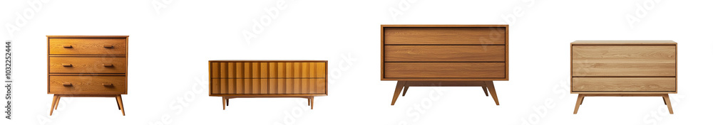Poster a wooden sideboard with drawers isolated on a transparent background. made of wood, it is intended f