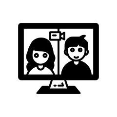 Video Conferencing Glyph Icon, Vector illustration