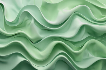Obraz premium Abstract green background with wavy shapes and fluid lines. With organic shapes in light green.
