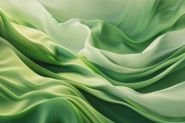Obraz premium Abstract green background with wavy shapes and fluid lines. With organic shapes in light green.