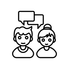 Social Interaction Outline Icon, Vector illustration