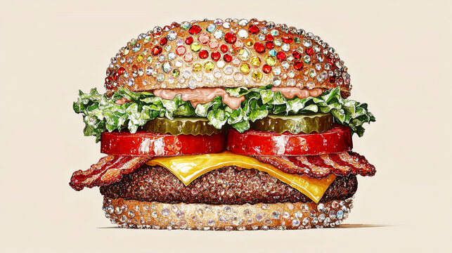 Party glamour rhinestones burger