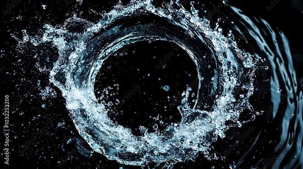 Poster swirling vortex of cascading water flows in dynamic motion