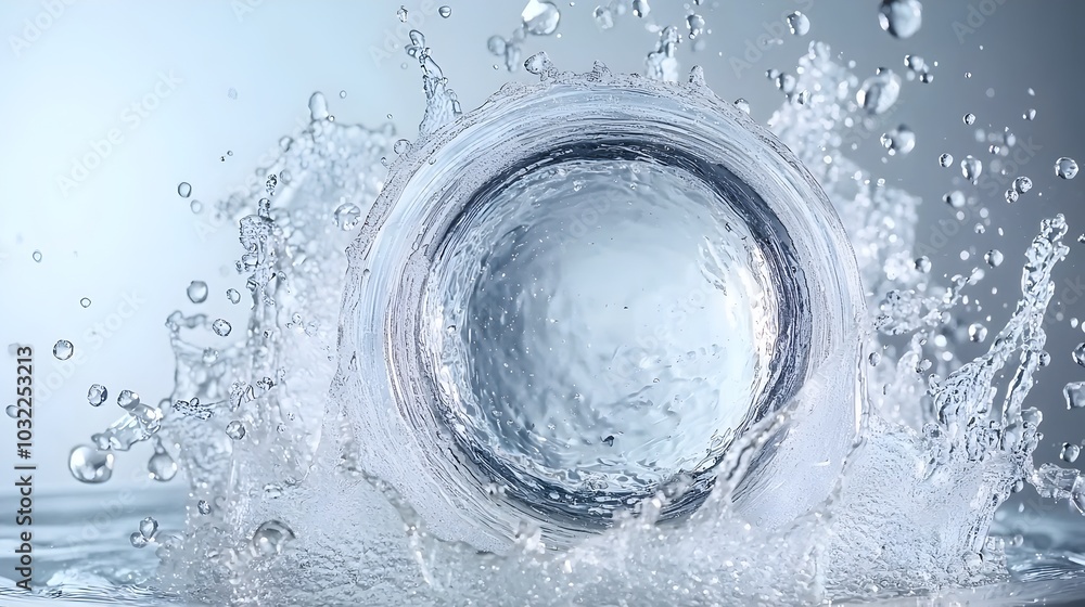 Poster flowing liquid dynamics with captivating splashes and bubbles
