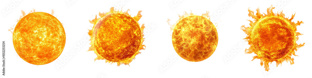 Poster An isolated round sun on a transparent background, created by generative AI