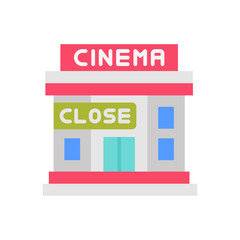 Cinema Closed Flat Icons, Vector illustration
