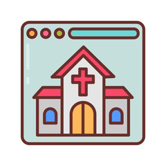 Online Church Services Filled Icons , Vector illustration