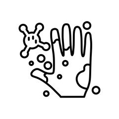 Germs On Hand Outline Icon, Vector illustration