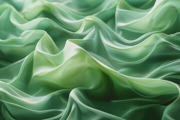 Fototapeta premium Abstract green background with wavy shapes and fluid lines. With organic shapes in light green.