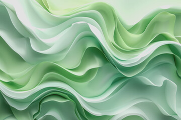 Fototapeta premium Abstract green background with wavy shapes and fluid lines. With organic shapes in light green.