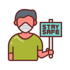Stay Safe Filled Icons , Vector illustration