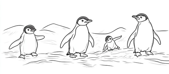 Penguin Family on the Ice