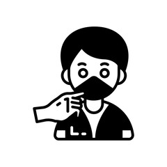 Don't Touch Mask Glyph Icon, Vector illustration